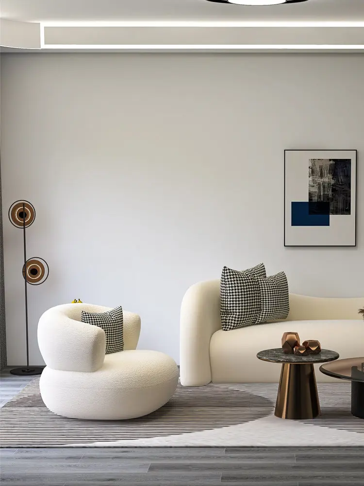 Creative Single Sofa Chairs Lamb Fleece Heterotypic Art Chair Modern Leisure Armchair Lazy Chairs Living Room Bedroom Home Decor