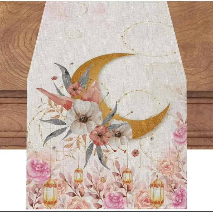 Fashion New Year Christmas Decor Table Runner Creative Dreamy Moon Series Festival Decoration Dustproof Insulated Tablecloth