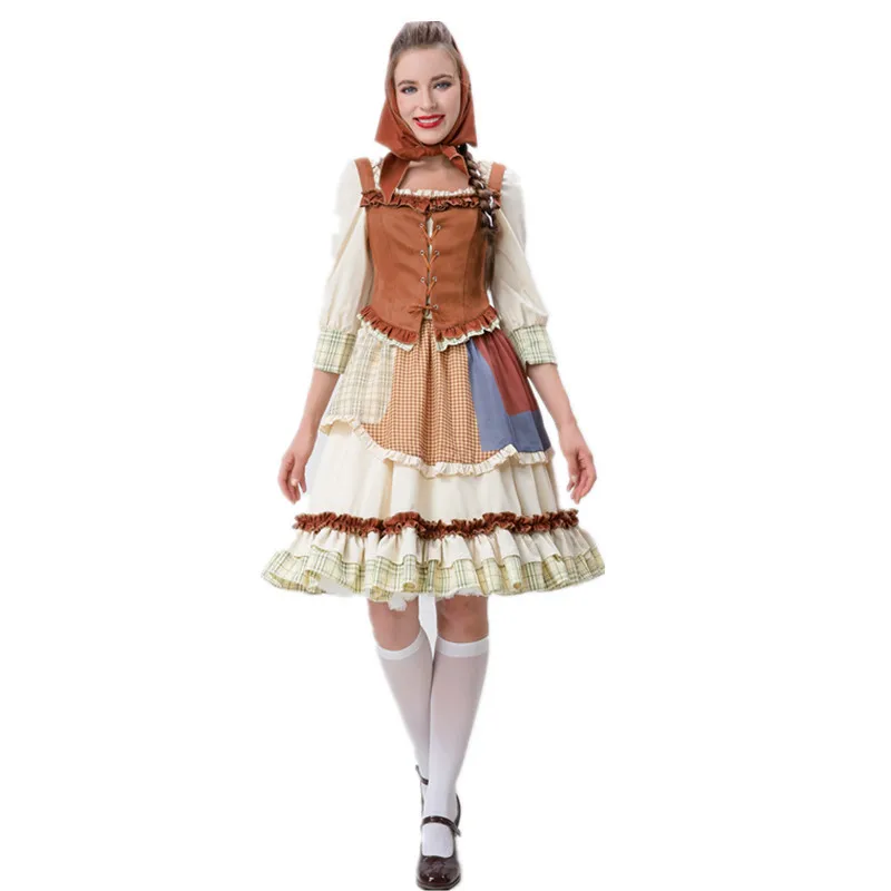 Cottagecore vestido shepherdsess vintage para mulheres, colete estilo Lolita, traje de Halloween