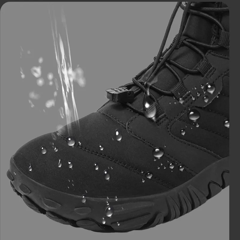 Men‘s Waterproof Snow Boots Women's Winter Snow Sneakers Outdoor Hiking Shoe Travel Winter Plush Warm Barefoot Casual Ankle Boot