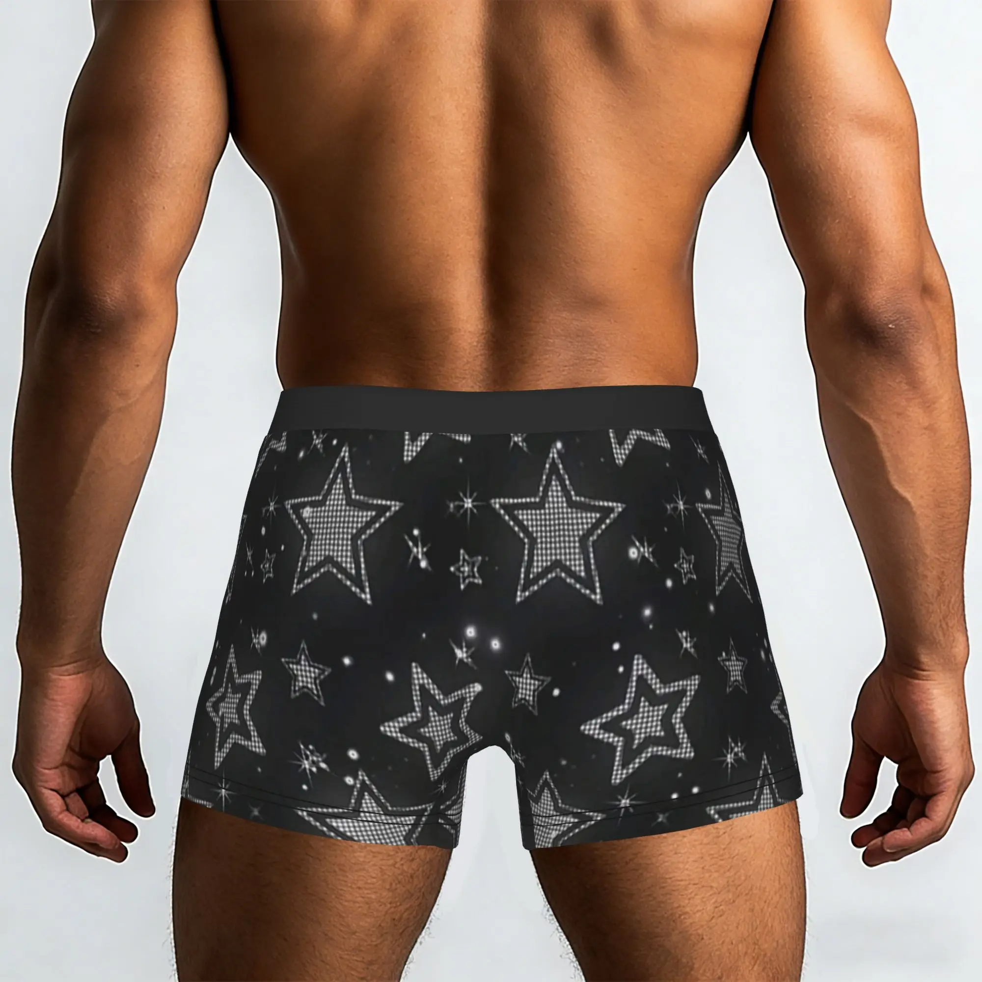 Dark Grey Star Seamless Pattern  Underpants Homme Panties Male Underwear Comfortable Shorts Boxer Briefs