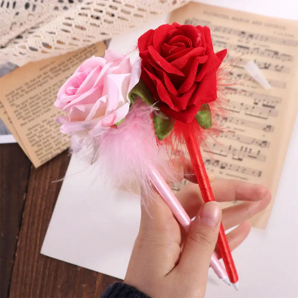 Best Wishes-Bolígrafo con forma de flor rosa, regalo del Día del Maestro, bolígrafos de Gel neutros de secado rápido, tinta azul, bolígrafo creativo y encantador, papelería