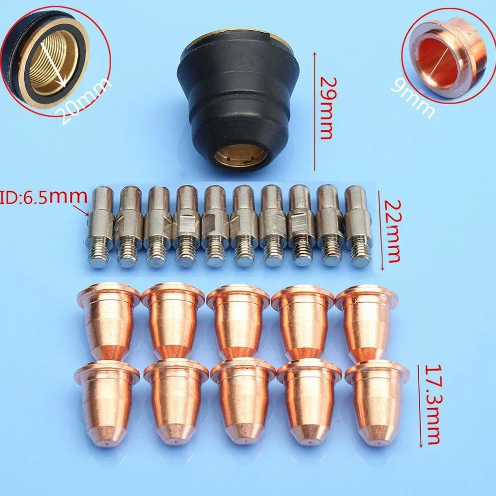 21pcs/ Set S45 Plasma Electrode PD0116-08 PR0110 Torch Cutter Tip + Cap Consumables For Trafimet Air Plasma Cutting Machines