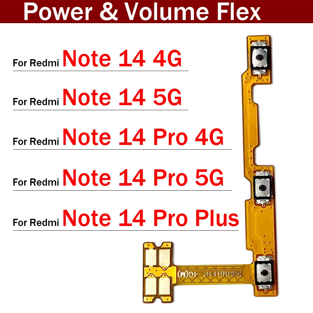 Power on off Button Volume Key Switch Flex Cable For Xiaomi Redmi Note 14 Pro Plus 4G 5G