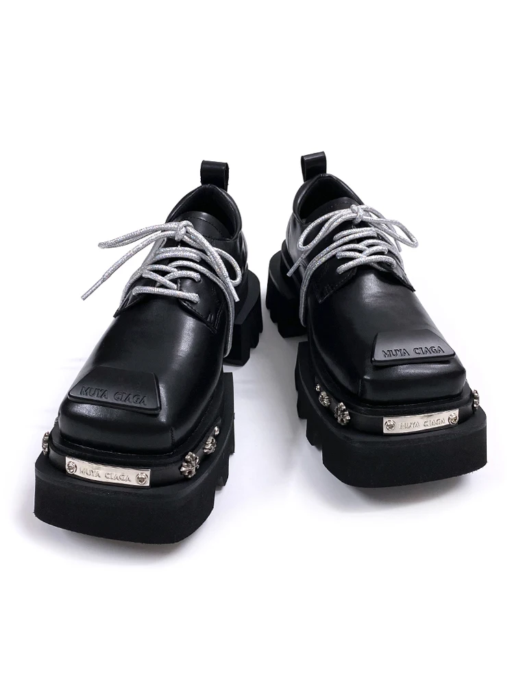 

Unique Design Shoes Thick Bottom Heightening Leather Men's Commuter Casual Korean Version Single Shoes Women