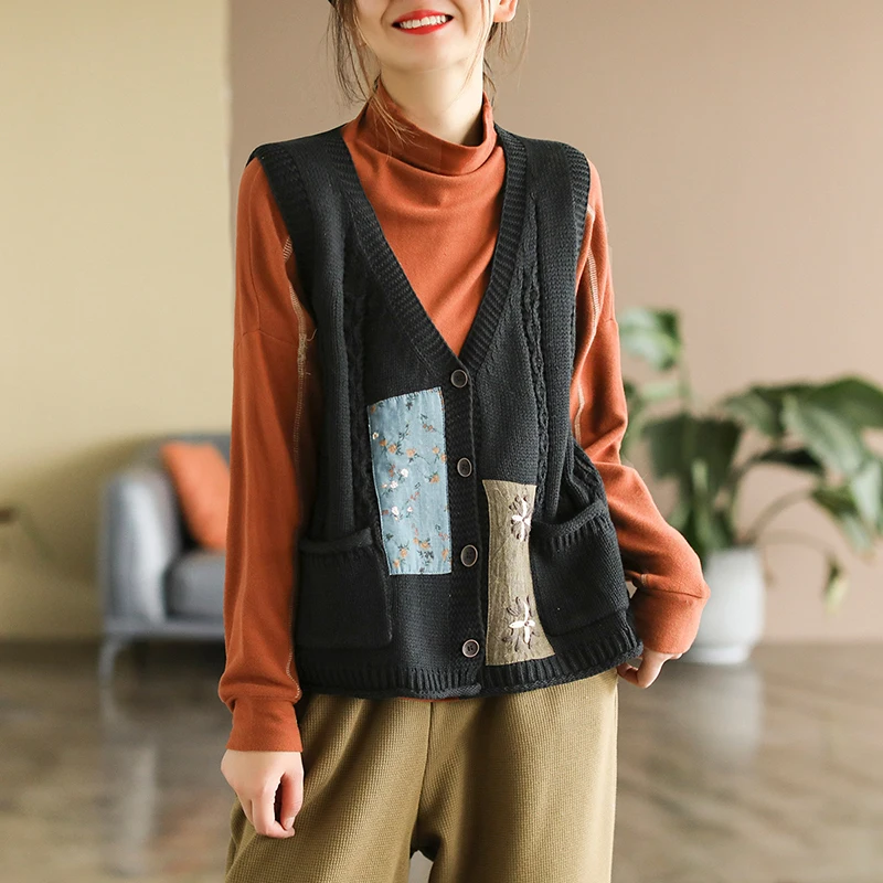 Max LuLu Women Vintage Casual Sweater Vest New 2022 Spring British Style Floral V-Neck Design Sleeveless Coat Elegant Waistcoats