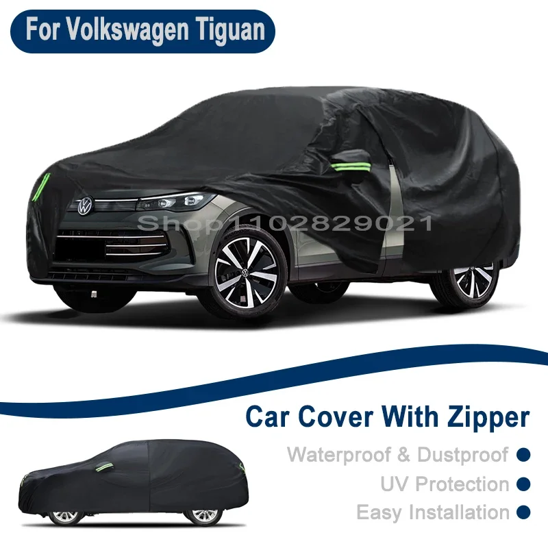 

For Volkswagen Tiguan Full Car Cover - Outdoor Universal Full Body Cover With Side Zipper, Waterproof Dustproof Sunshield