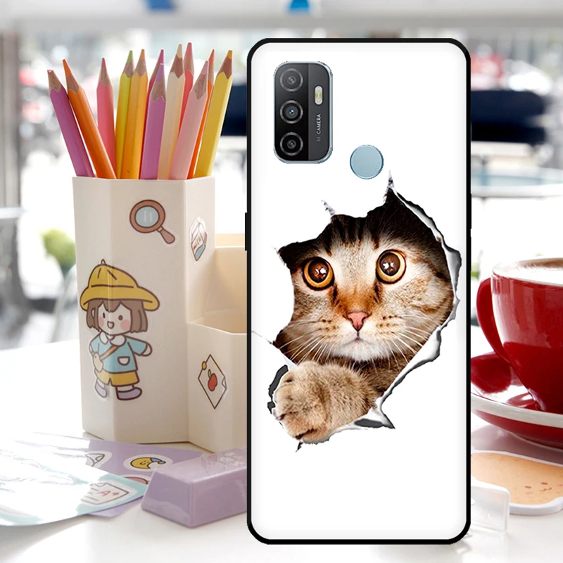 Amante de los gatos animales lindos dibujos animados para Oppo A18 A38 A58 A78 A98 A94 A74 A54 A15 A40 A60 A80 A16 A76 A96 A17 A57 A77 A5 Pro funda