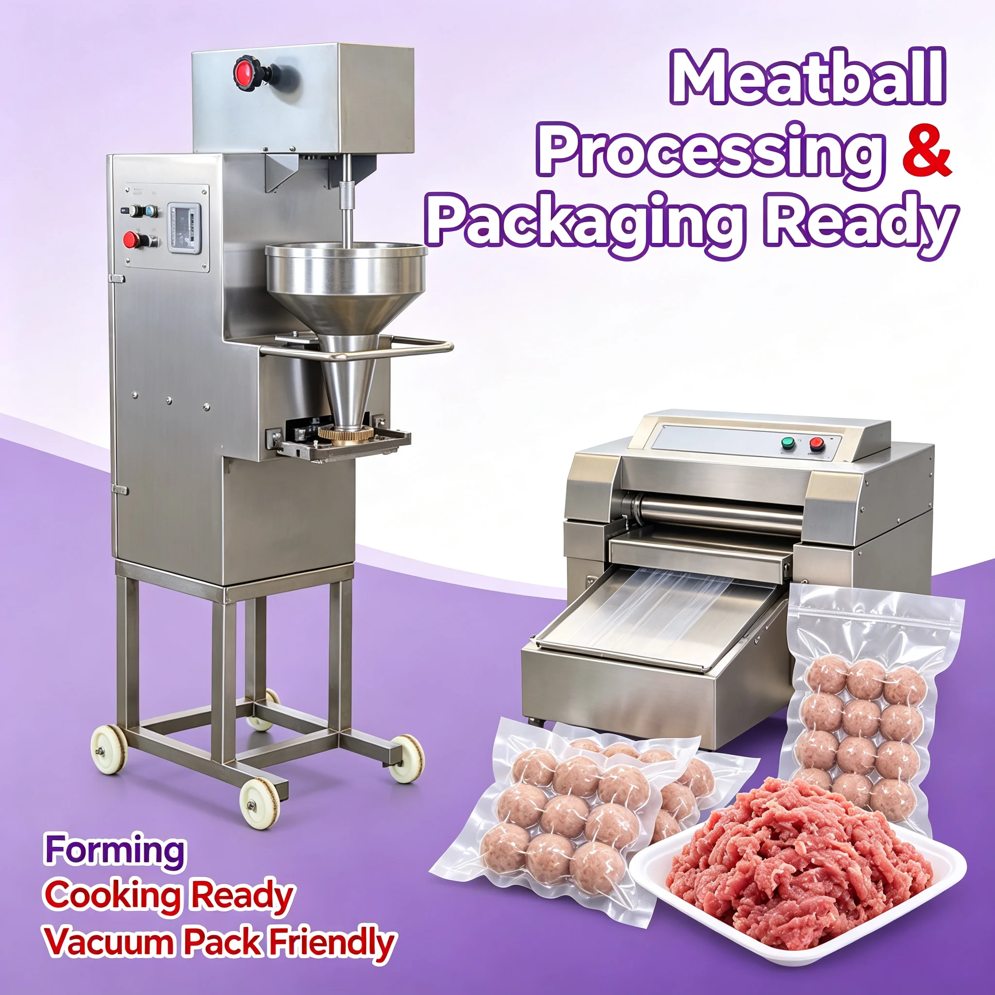 Meatball Making Machine, Commercial Automatic Forming Unit for Beef Pork Fish Ball Factory Business Customized