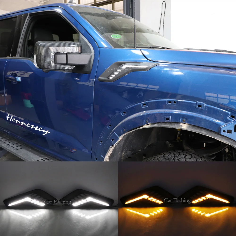 For Ford's 22-23 new Raptor modified front fender LED turn signals, daytime running lights, and width indicator lights