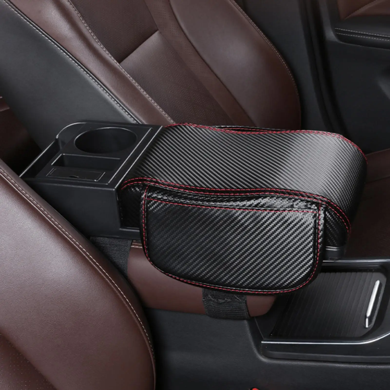 

Car Armrest Cushion with Storage Bag, Leather Console Booster Pad for Truck Sedan, Automotive Elbow Rest Pad for Vehicles