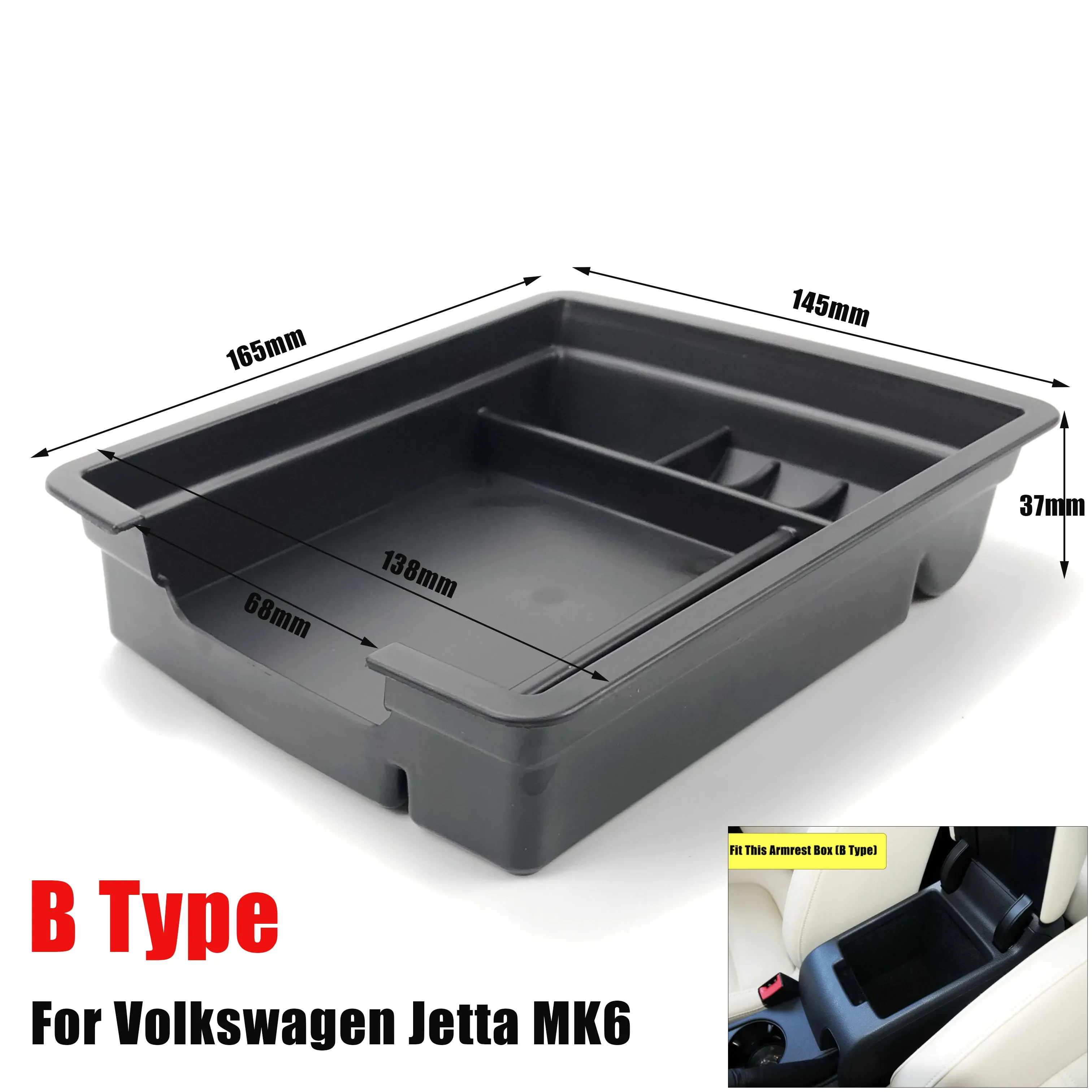 For Volkswagen Jetta MK6 2012-2018 Car Central Storage Box Armrest Remoulded Car Glove Storage Box 1pc