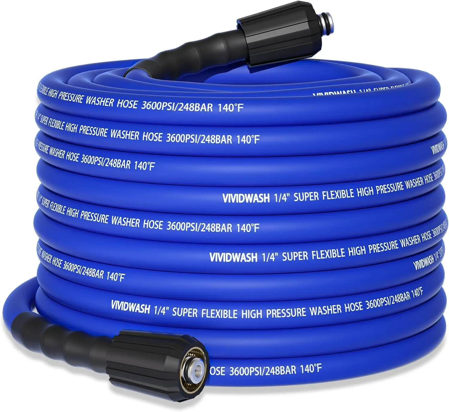 

1/4" Super Flexible Pressure Washer Hose 50FT, M22-14/15mm Universal Replacement 3600PSI Kink Resistant No Leak