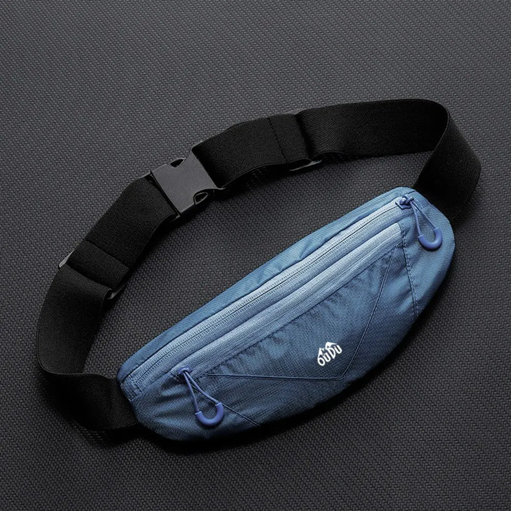 Unisex Sports Running Cycling Jogging Earphone Waist Belt Pack Bag Pouch Pocket-Gray + Blue