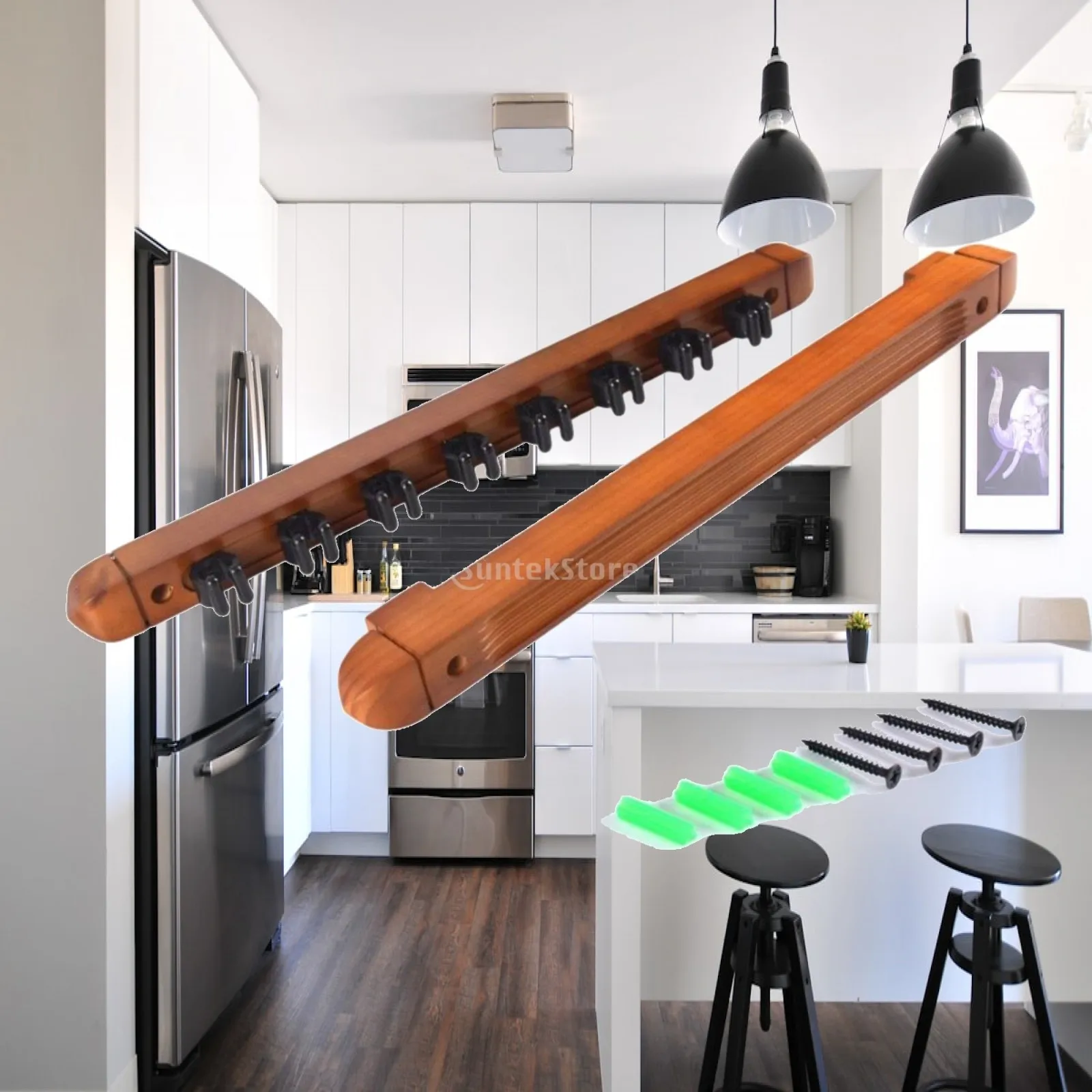 Cue Rack Wooden Billiard Stick Organizer Wall Attachment for