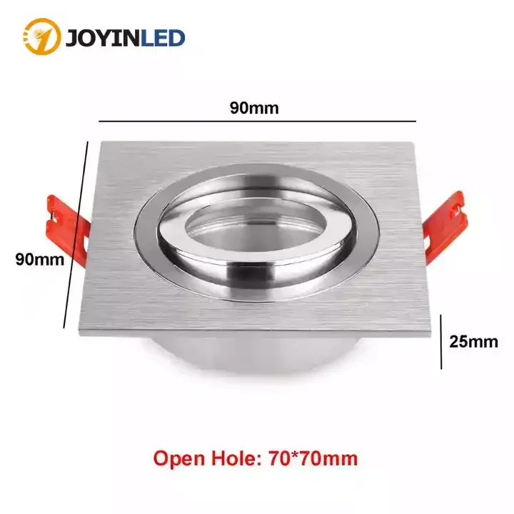 Adjustable Aluminum Square LED Ceiling Spot Light Fixture Ceiling Lamp Downlight Bracket Frame with GU10 Bulbs