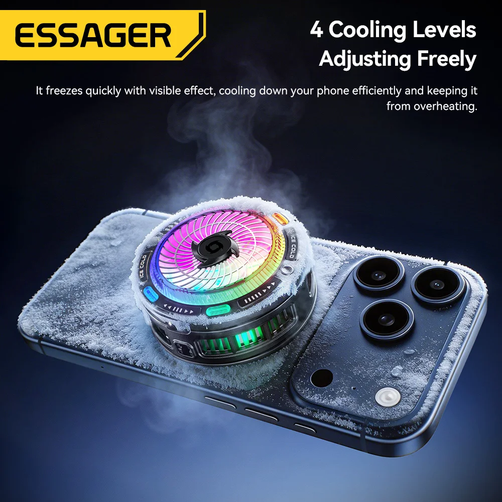 Picture 5: Essager Magnetic Universal Phone Cooler for Gaming TEC Cooling Fan with Digital Display RGB Lights Al Intelligent Temp Control