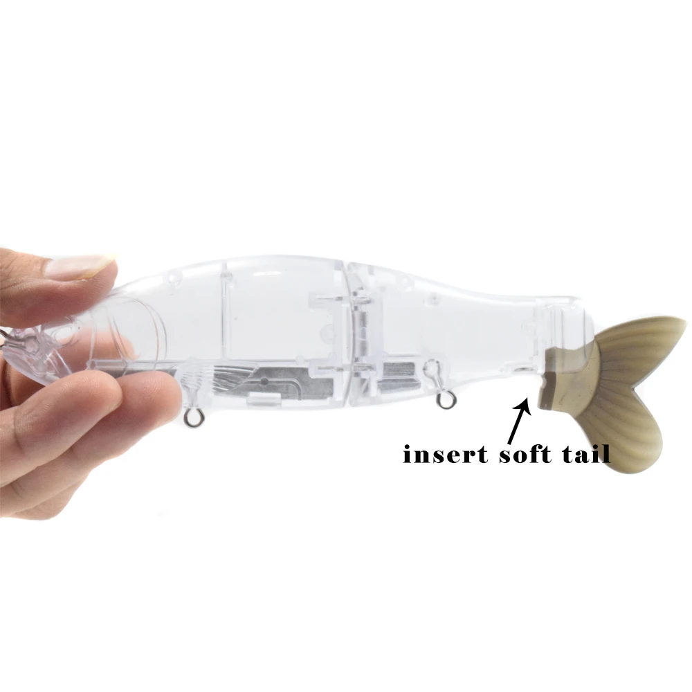 CCLTBA 6.5inch Megnetic Weight Unpainted Glide Lure Fishing Bait Blank Transparent Soft Tail Slide Swimbait  Fishing Tackle