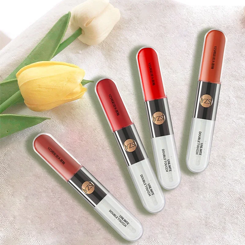 両端リップグロス リッププランプオイル 保湿グロス ミラーウォーター ナチュラル 長持ち 透明グロス 保湿リップグレーズ