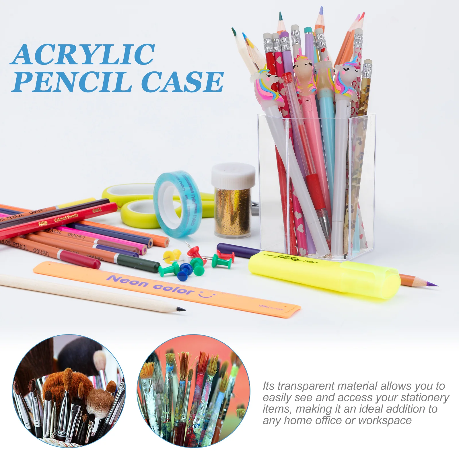 

2Pcs Transparent Acrylic Hexagonal Pen Case Minimalist Design for Home Office Desk Organization Accessories Acrylic Pen Case