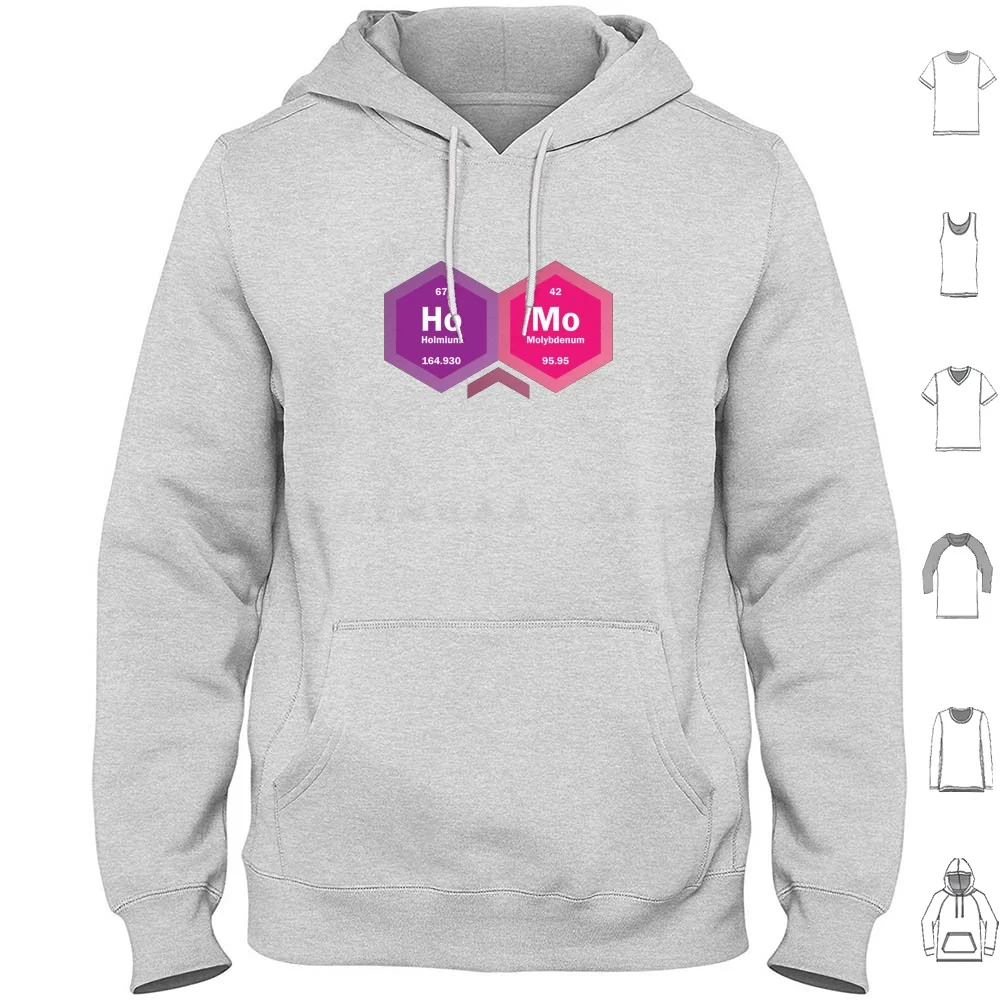 Ho Mo [ Periodic Table ] Hoodies Long Sleeve Ho Mo Homo Holmium Molybdenum Periodic Table Hex Hexagon Typography