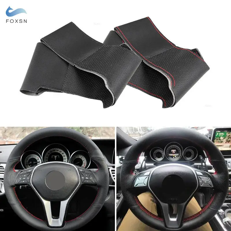 Hand Sewing Car Steering Wheel Cover For Mercedes Benz W176 W246 W204 C117 C218 W212 X156 R231 R172 Perforated Leather Trim