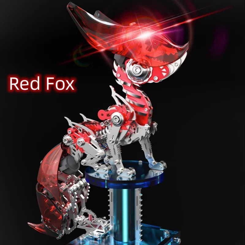 3D Metal Puzzles Mechanical Linglong Fox Mozi Metal Model Kits Steampunk Black Fox Assemble Toy for Children Adults (339PCS)