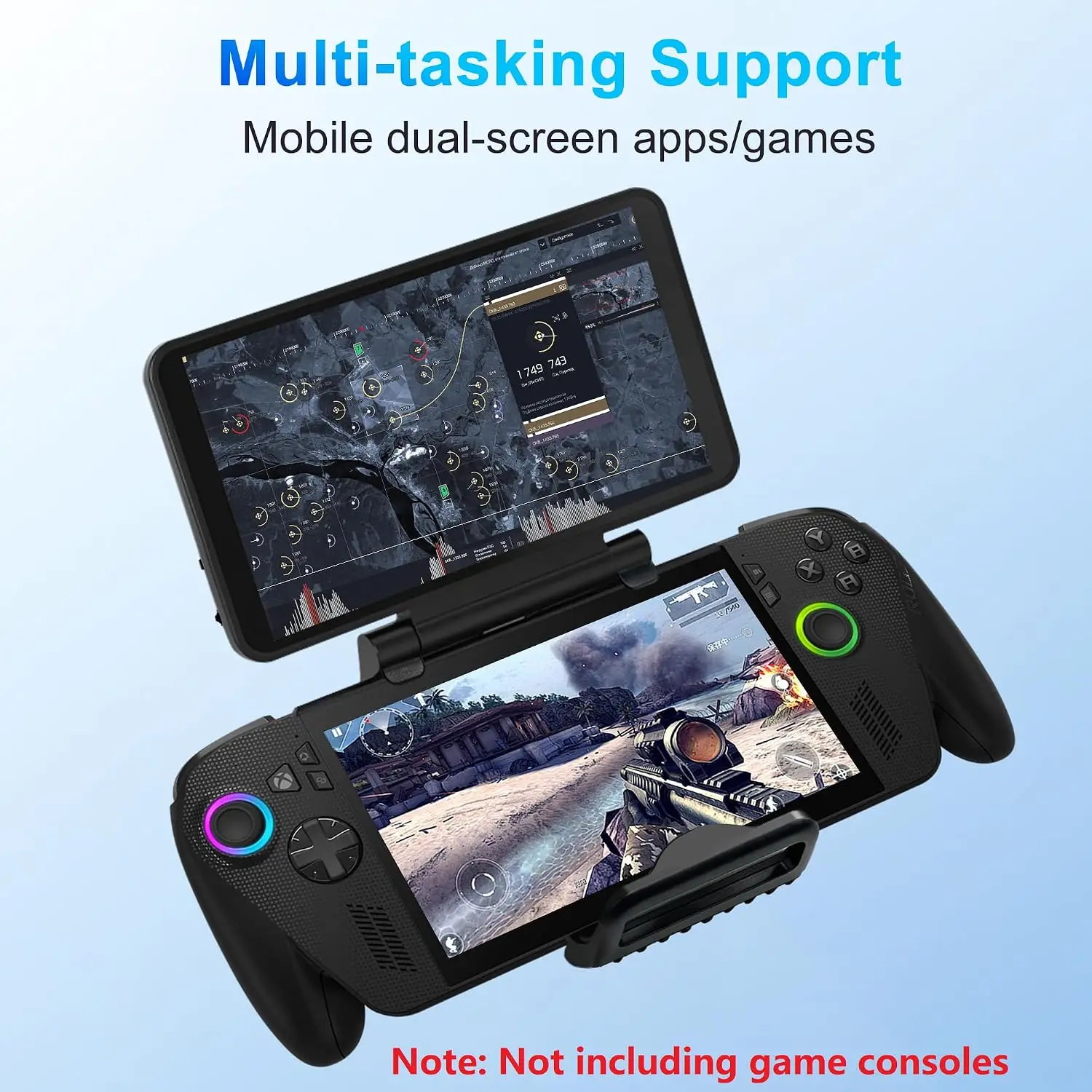Wisecoco 7 Inch AMOLED Clip-On Touch Monitor for ROG Ally X Dual Screen 1080P FHD Portable Expansion Display USB-C One Cable 3DS