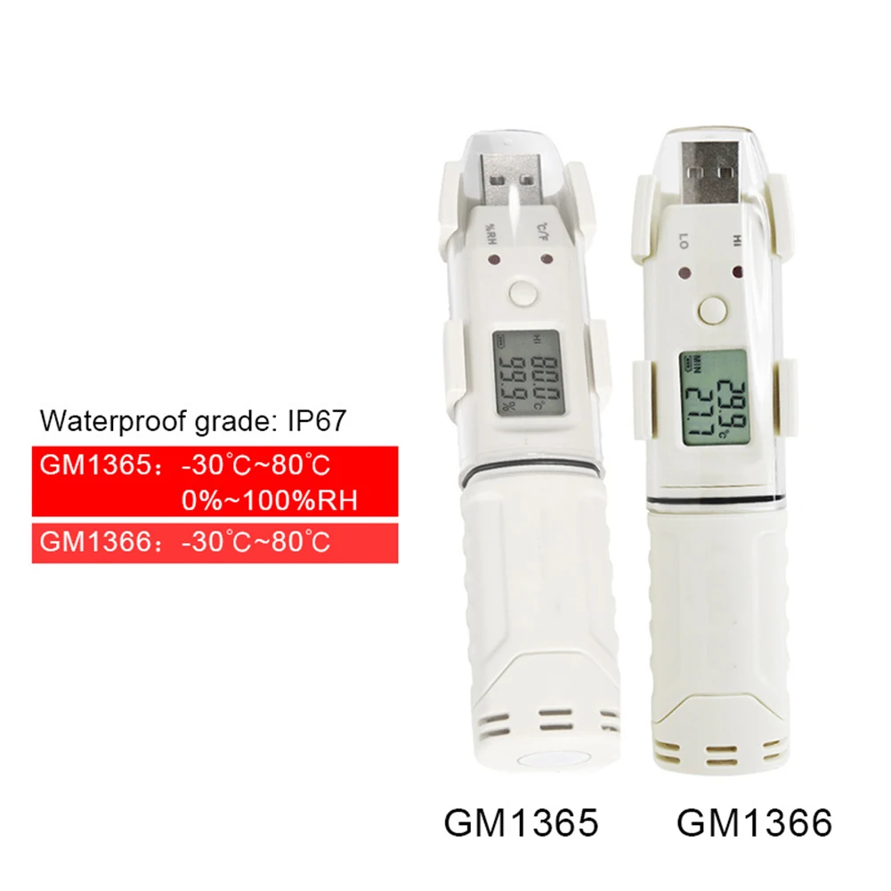 1pc GM1366/GM1365 Temperature&Humidity Recorder Agriculture/Cold Storage Thermometer 126*28*22mm -30~80℃ Humidity Recorder