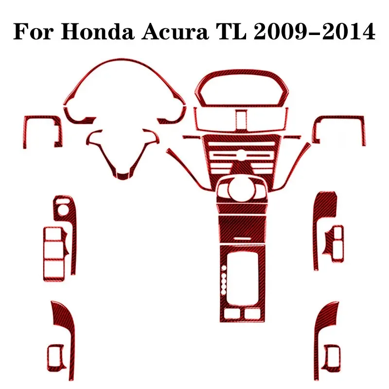 For Honda Acura TL 2009-2014 Without Navigation Carbon Fiber Red Stickers Car Interior Decorative Accessories Various Parts