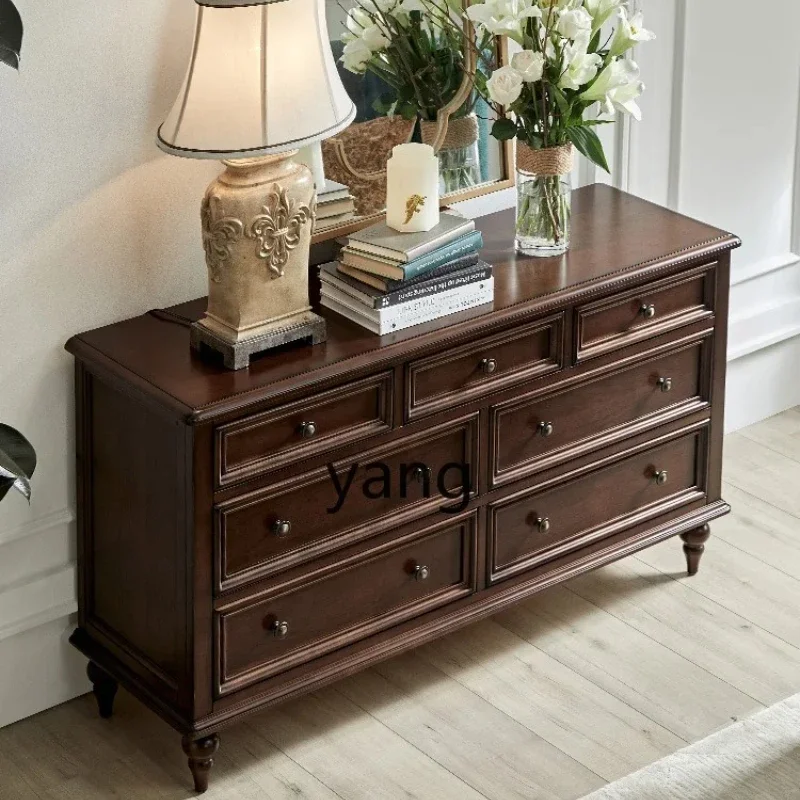 

CX Solid Wood Dining Side 7-Drawer Cabinet Living Room Shelf Wall Storage Integrated Tea Cabinet