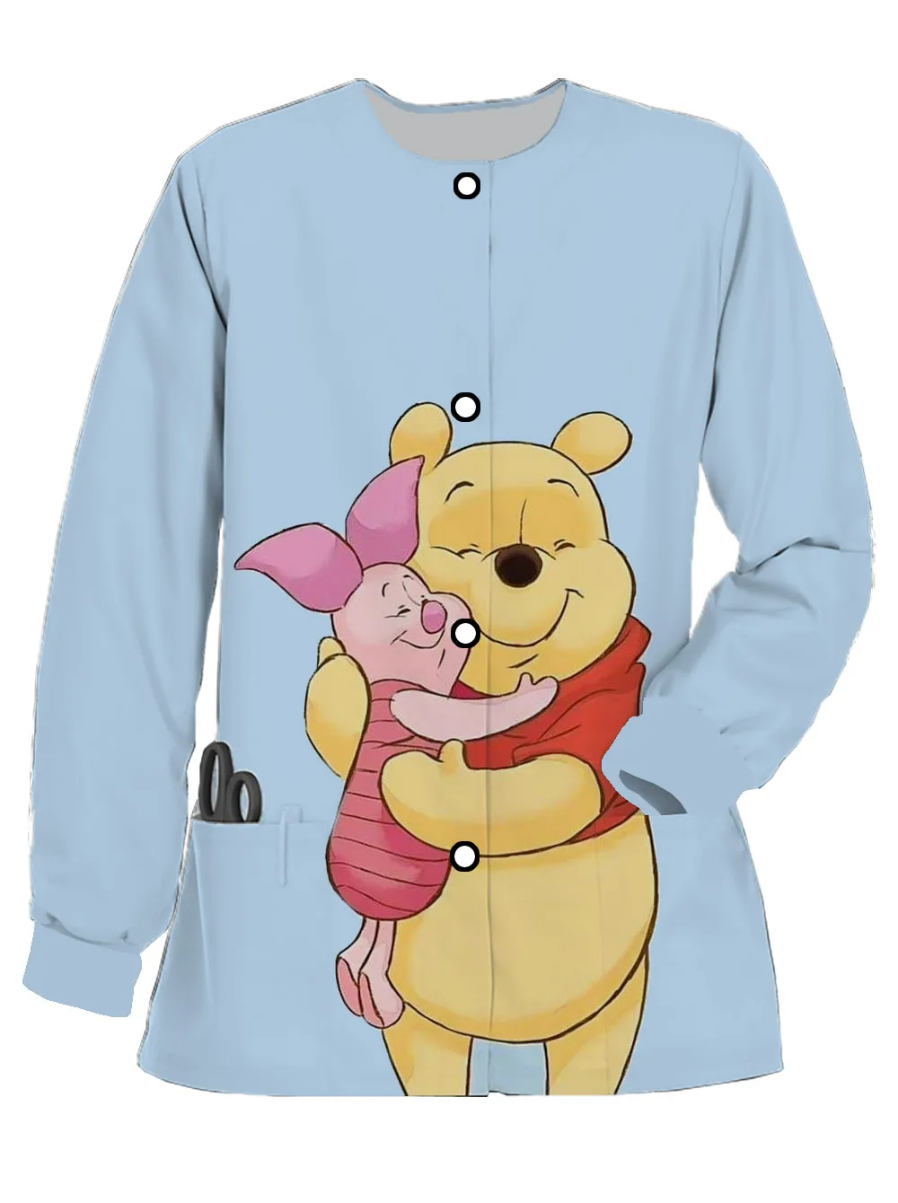 Pet Doctor Casual Work Uniform Disney Bear Print Women's Spring and Autumn Casual Jacket Frosted Long-sleeved Nurse Uniform