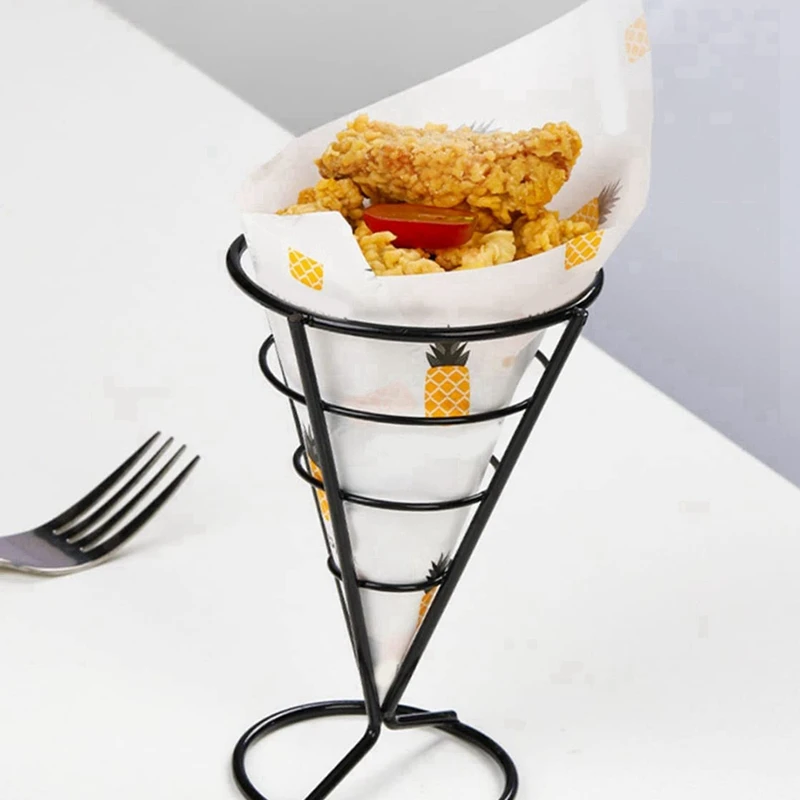 Estante de Metal para alimentos, cesta para freidora profunda de 6 piezas, soporte de exhibición para patatas fritas, soporte para pollo