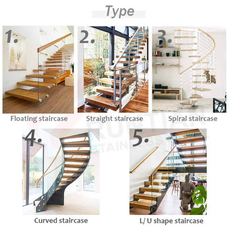 Escalier de Luxe en Acier au Carbone au Design Attrayant, Personnalisé avec Bande de Roulement