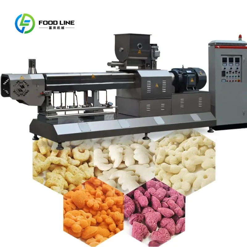 Línea de Producción de Snacks de Maíz Inflado con Extrusora de Doble Tornillo, Personalizada por Proveedor Chino, en Venta
