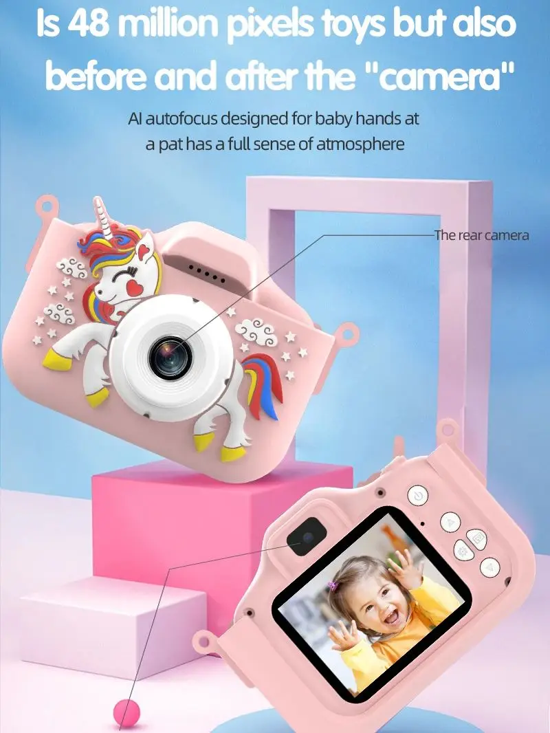 Kinder Camera Cartoon Kleine Slr Baby Digitale Camera Speelgoed Foto Video Kleine Camera Cadeau Voor Jongens En Meisjes