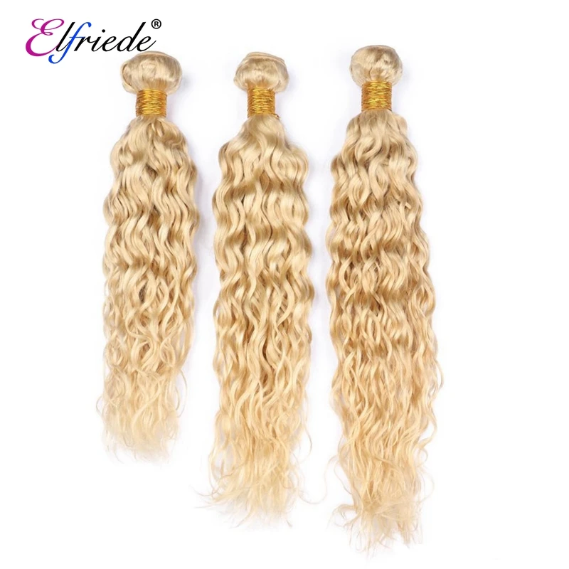 Elfriede #613 Blonde Water Wave Human Hair Bundles 100% Human Hair Extensions Remy Hair Weaves 3/4 Bundles Deal Human Hair Wefts