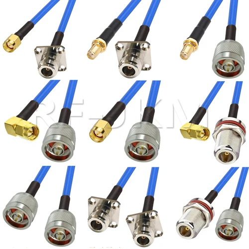 Imagen 2 del producto Conector L16 N a SMA macho/hembra SMA a N engarzado de ángulo recto Cable coaxial RG402 azul de alta frecuencia de 50 ohmios para aplicaciones RF