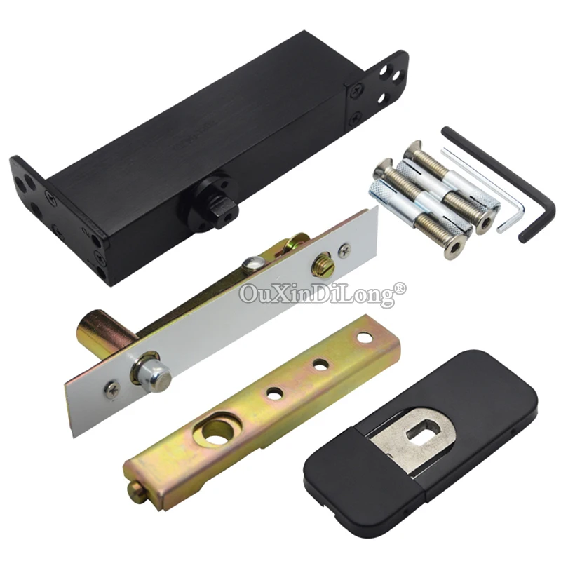 2Sets Pivot Hinges Heavy Duty Wood Door Hydraulic Buffer Floor Spring Hidden Door Hinges Invisible Door Hardware Black FG1013