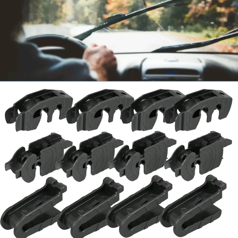 4Pcs Car Fastener Clips Black Plastic Auto Accessories Universal Car Front Wiper Blade Arm Adapter Clip J Hook Type A C D