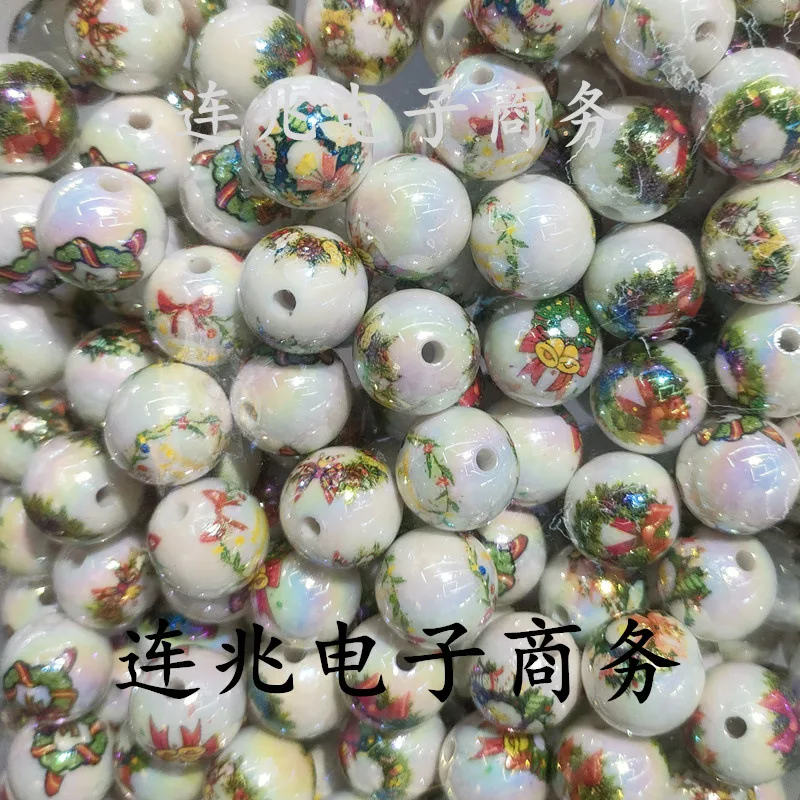 5pcs cartoon anime acrylic beads white background printed beads for diy jewelry making bracelets materials