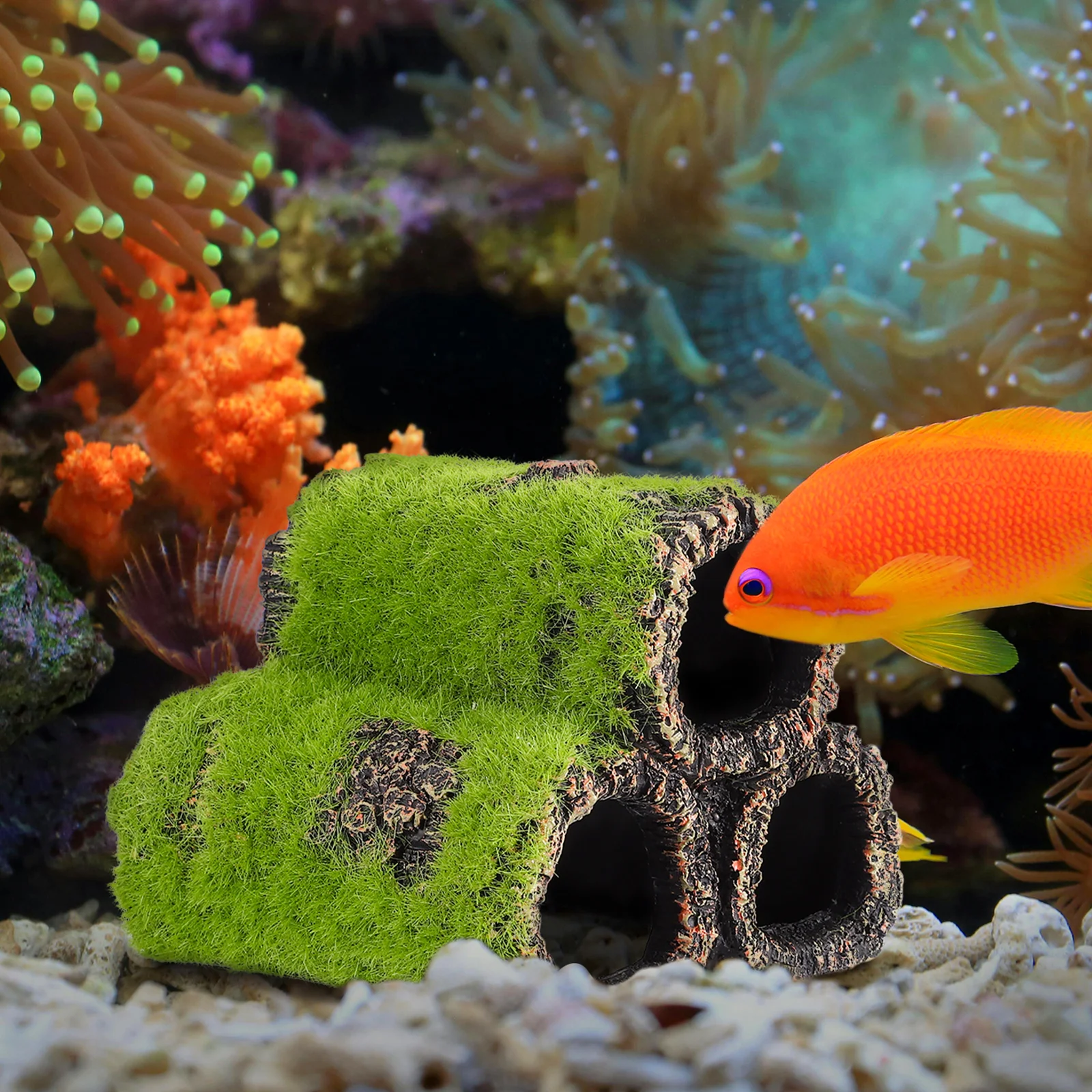 

Hollow Resin Tree Trunk Tank Decoration Green Artificial Hideout Decorations Fish Hideout For Aquarium Pet Supplies Landscaping