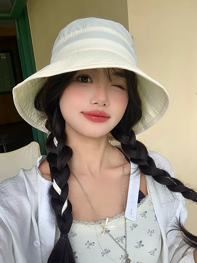 Koreanische Sle Color Fiing Cap Damen Sommer 2025, neue Faion, vielseitiges Gesicht, schlankmachender Sonnenschutzhut, breite Krempe, Reisekappe