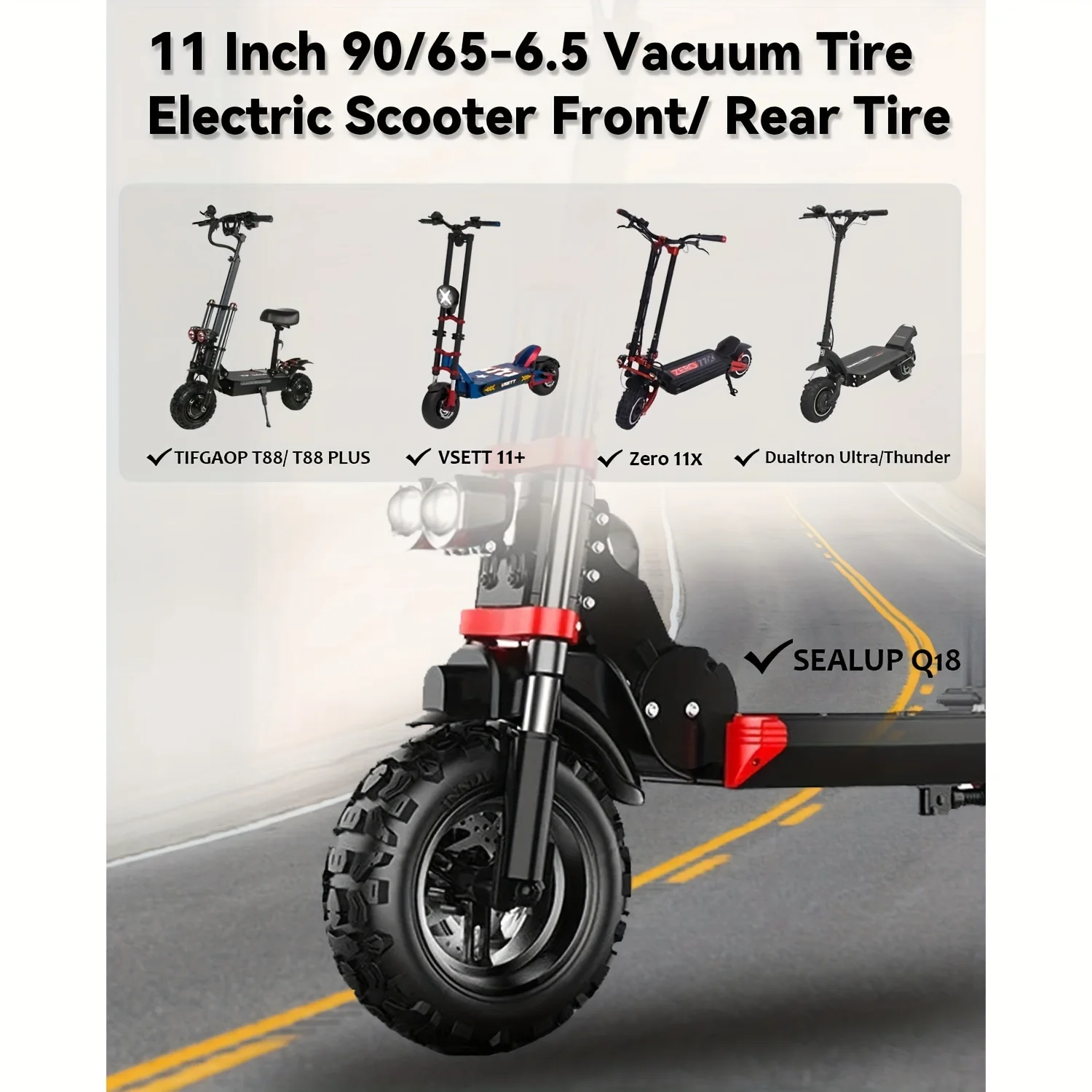 90/65-6.5 Off Road Tire 11 Inch Electric Scooter Tire for Kaabo Wolf Warrior 11 X King GT Dualtron Thunder Ultra Zero 11x Parts