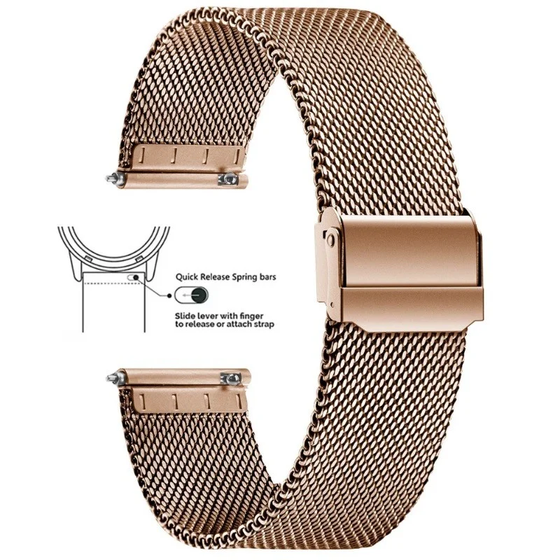 Snel verwisselbare horlogeband 8mm 10mm 12mm 14mm 15mm 16mm 20mm 24mm 18mm 22mm armband horlogeband roestvrij staal Milanese mesh band