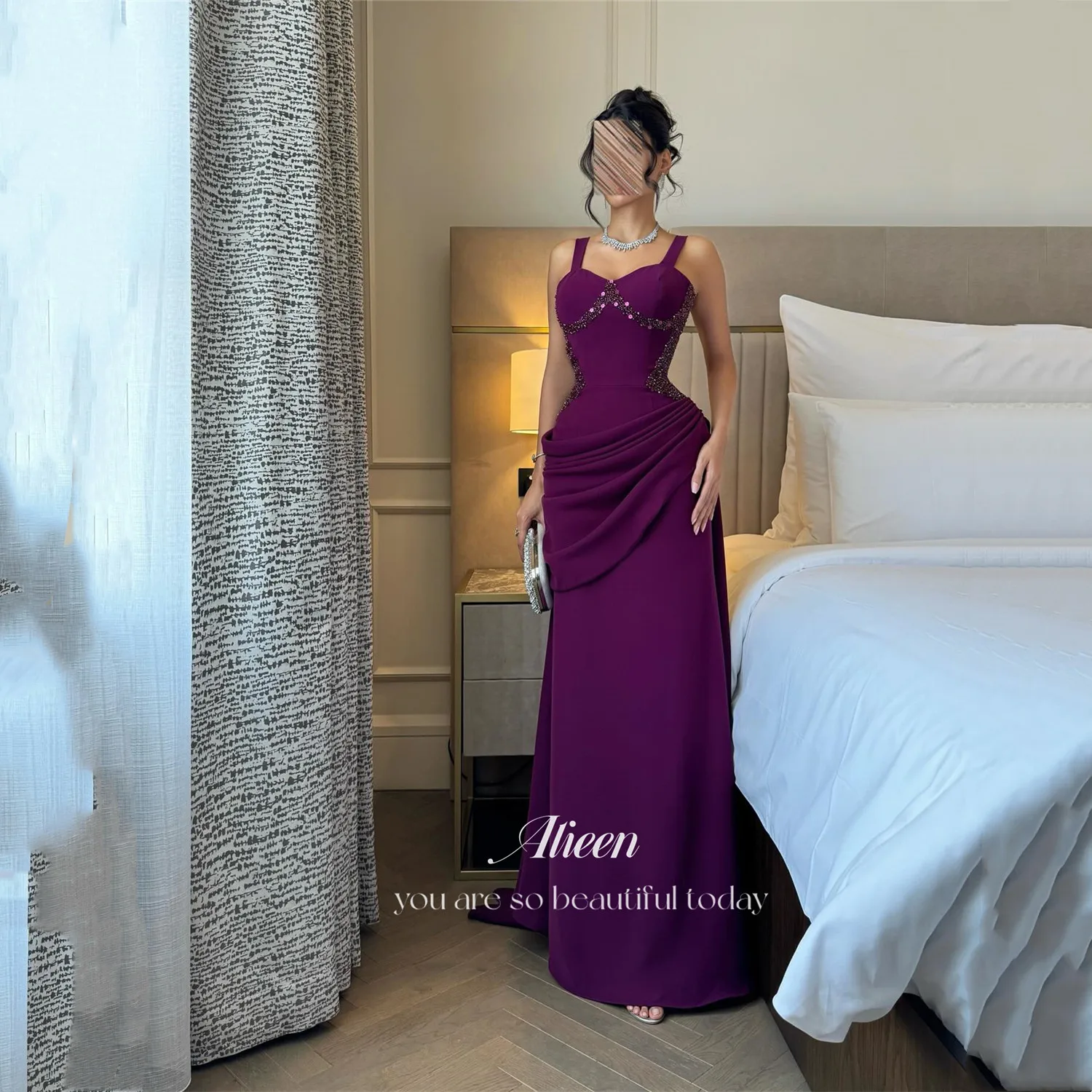 

Aileen Prom Dresses for Special Occasions Robes of Soirée Women's Evening Dress Purple Red Платье Вечернее فساتين سهرة Tailing