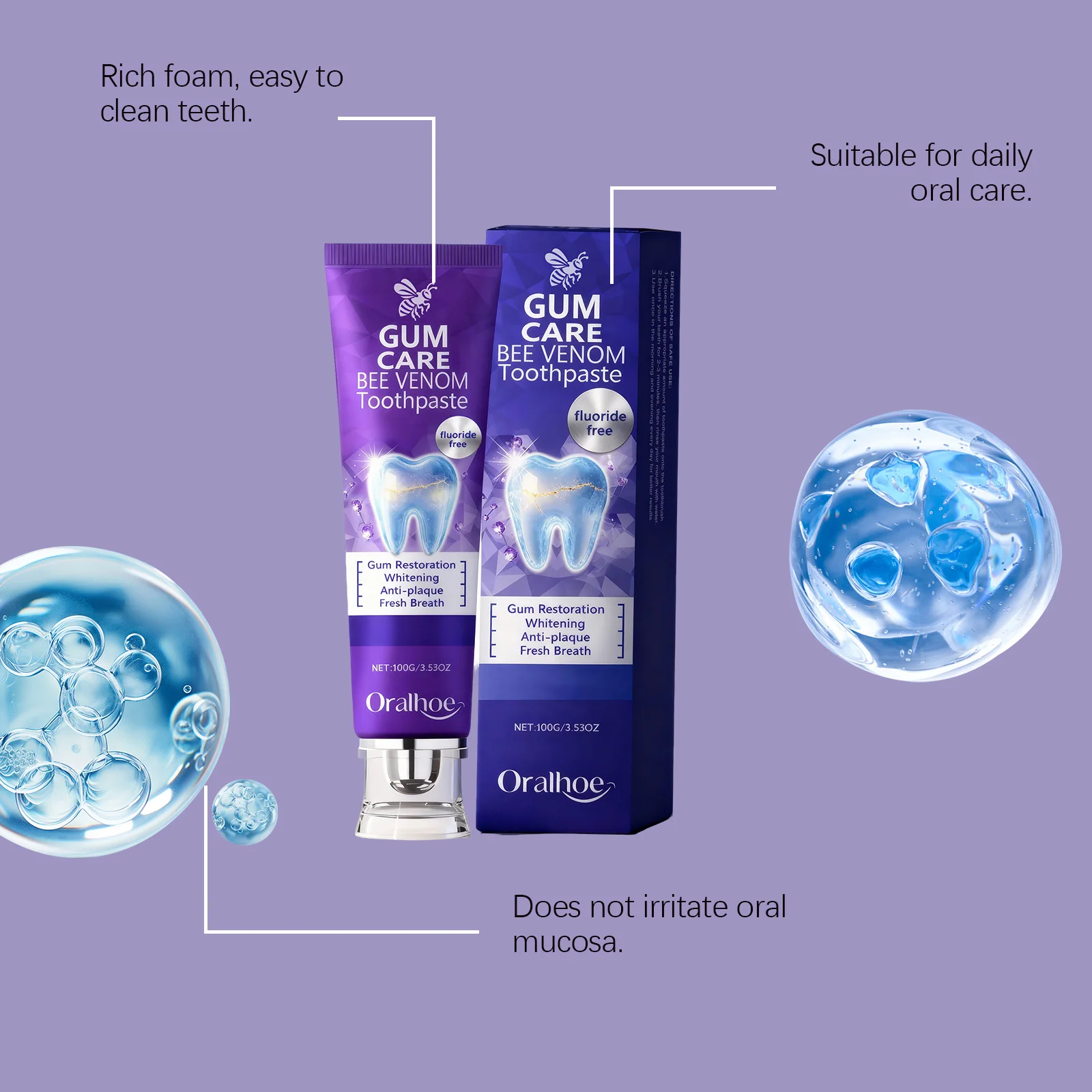 Bee Venom Toothpaste Teeth Brightening Gum Restoration Enamel Protection Sensitive Teeth Improve Plaque Stains Fresh Breath