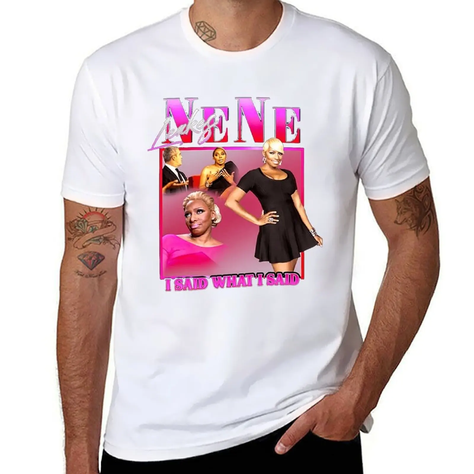 تي شيرت NENE Leakes للرجال، تي شيرت أبيض للرجال، تي شيرت صيفي