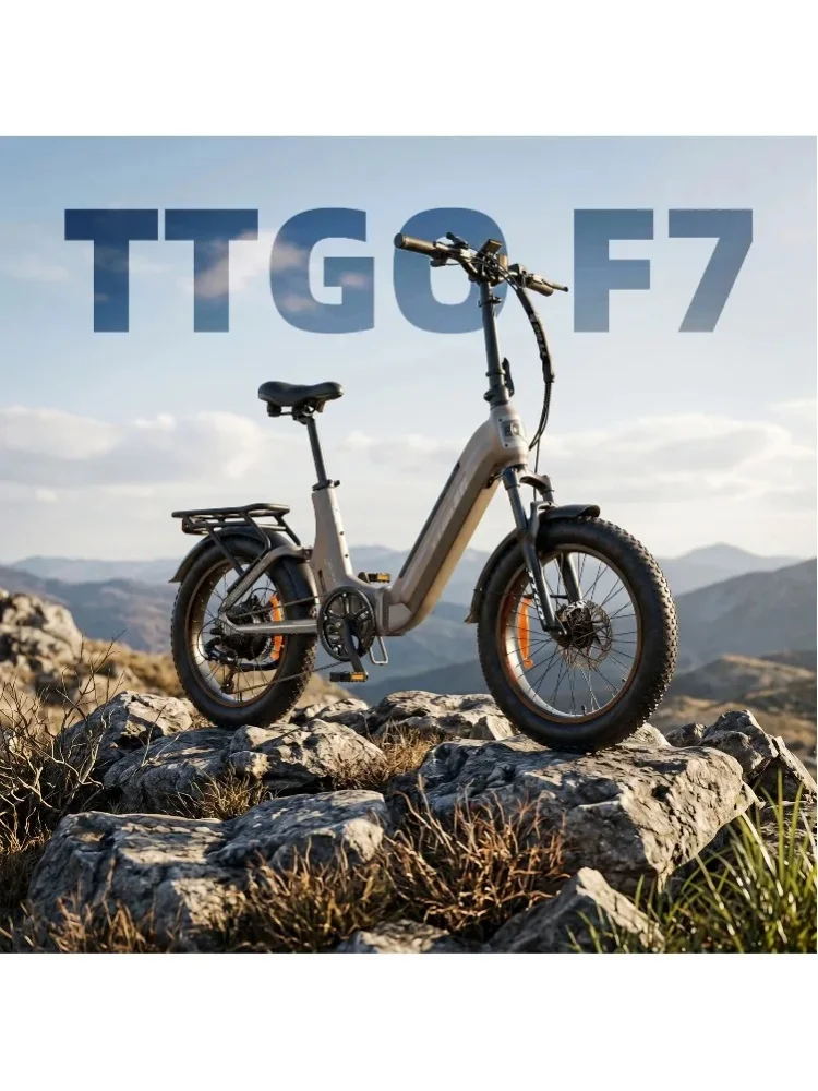 TTGO F7 Faltbares Elektrofahrrad, E-Dirtbike für Erwachsene, 20"×3.0" Fat Tire, 48V 15Ah 250W, Hydraulische Scheibenbremse, E-Bike mit Drehmomentsensor, Aluminiumlegierung mit Federung
