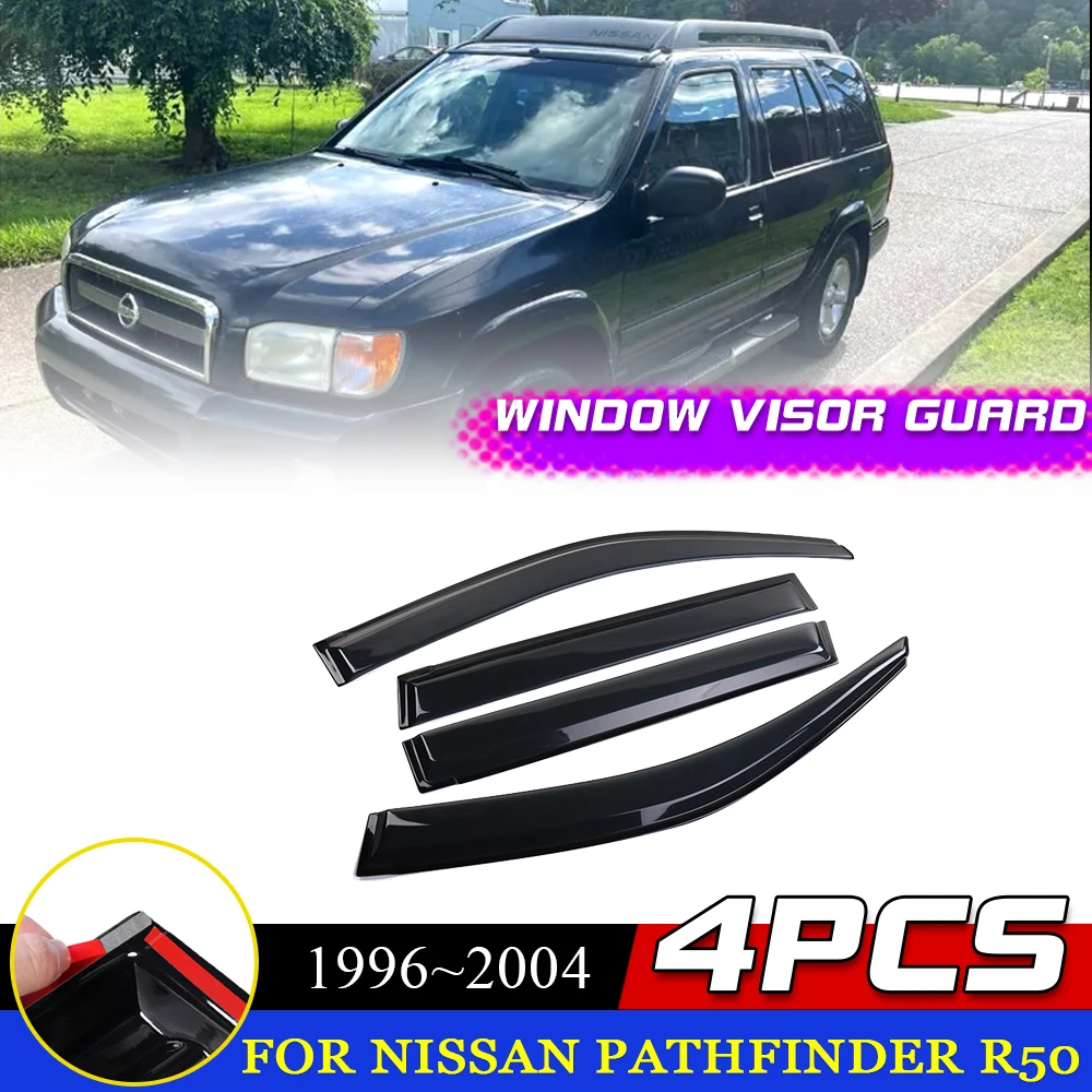 Windows Visor for Nissan Pathfinder R50 Terrano Infiniti QX4 1996~2004 Door Vent Awnings Rain Eyebrow Smoke Deflector Accessorie